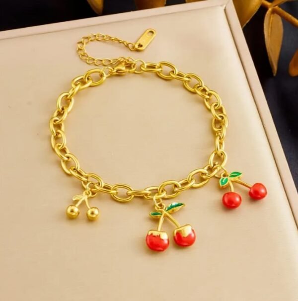 Bracelet Doré en Acier Inoxydable avec Breloques