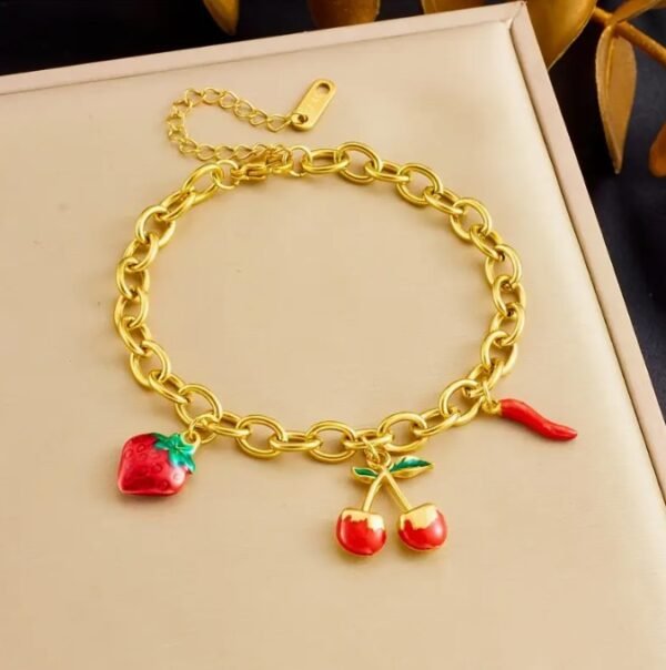 Bracelet Doré en Acier Inoxydable avec Breloques