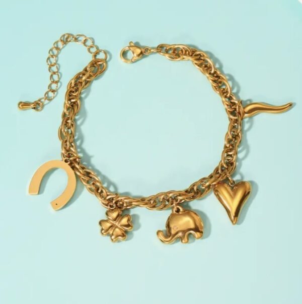 Bracelet Cœur Vintage en Acier Inoxydable