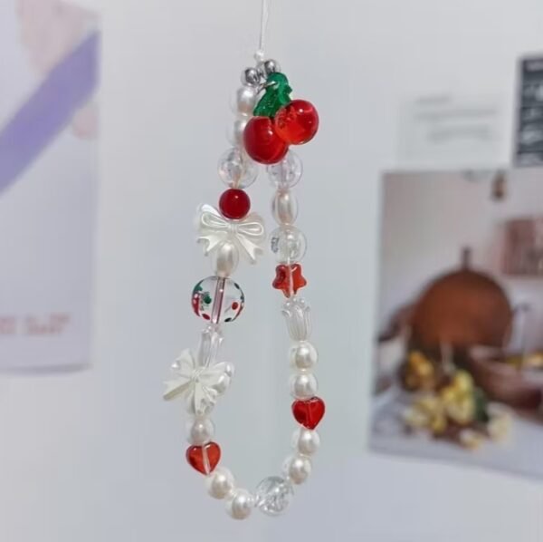 Chaîne de Téléphone en Acrylique Nœud Papillon Cerise & Fraise