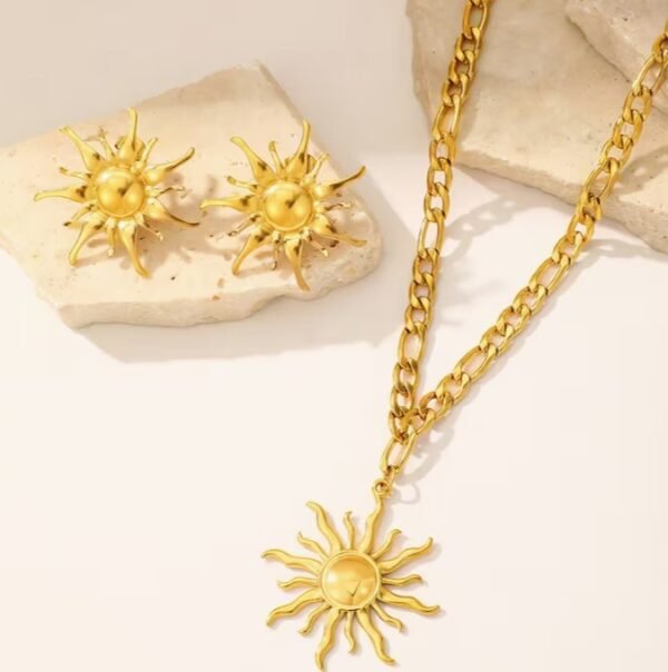Collier Pendentif Tournesol en Acier Inoxydable