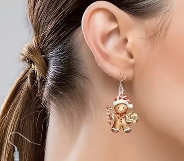 Boucles d'oreilles en acrylique avec bonhomme pain d'épice Noël