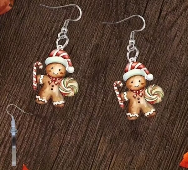 Boucles d'oreilles en acrylique avec bonhomme pain d'épice Noël