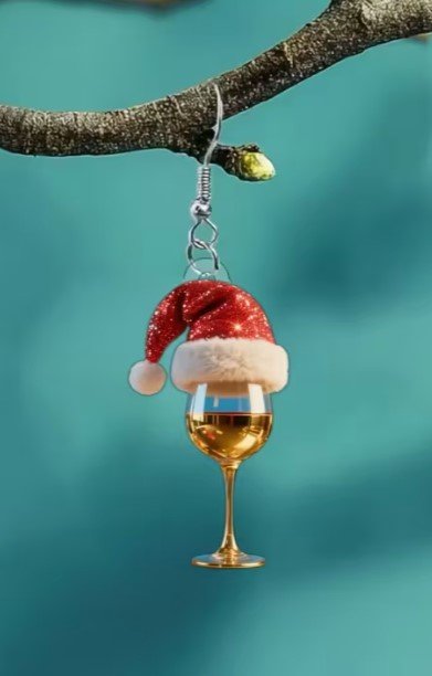 Boucles d'Oreilles en Acrylique Verre à Vin Rouge