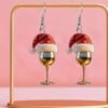 Boucles d'Oreilles en Acrylique Verre à Vin Rouge