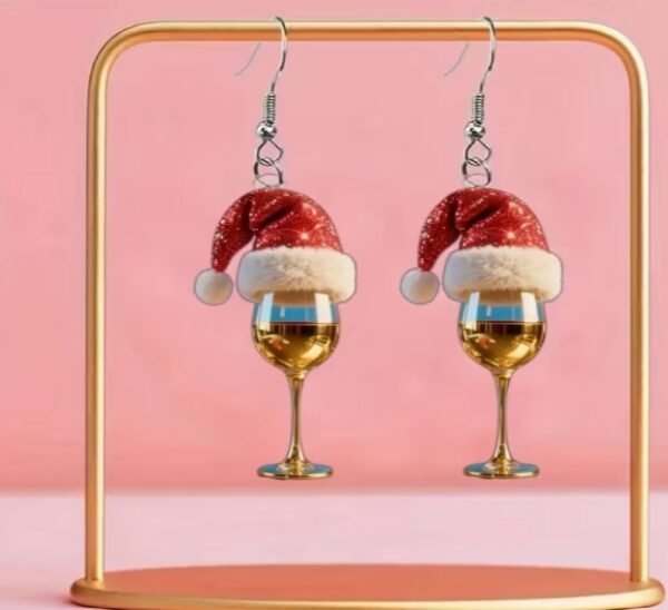 Boucles d'Oreilles en Acrylique Verre à Vin Rouge