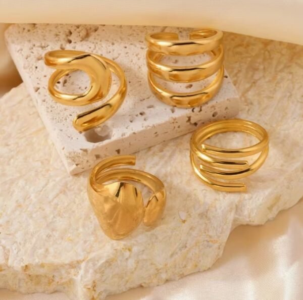 Bague Design Géométrique Irrégulier en acier inoxydable