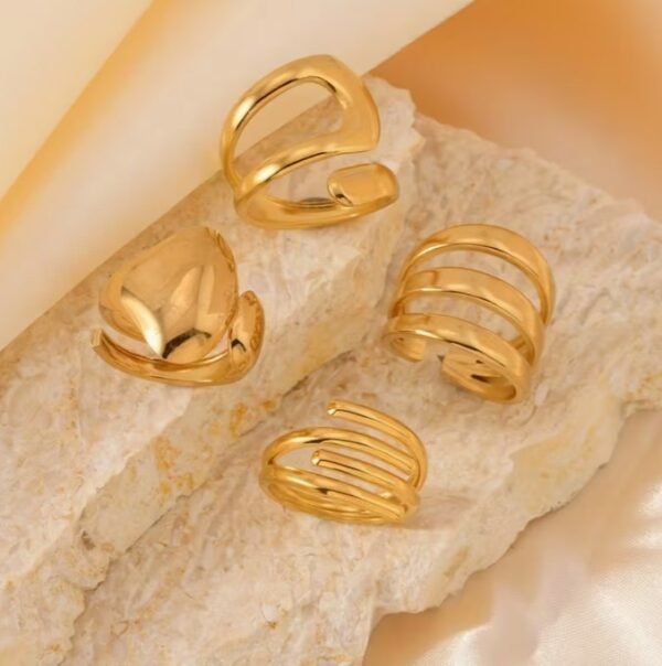 Bague Design Géométrique Irrégulier en acier inoxydable