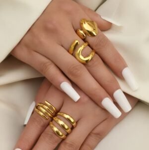 Bague Design Géométrique Irrégulier en acier inoxydable