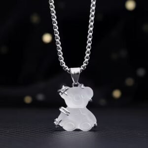 Collier avec pendentif ours en acier inoxydable