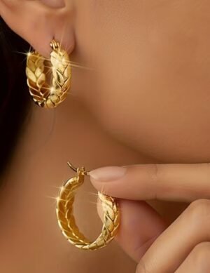 Boucles d'oreilles dorées à blé en acier inoxydable