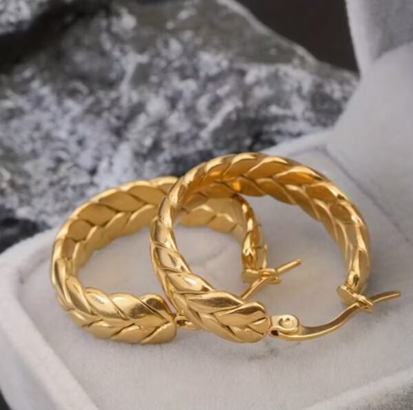 Boucles d'oreilles dorées à blé en acier inoxydable