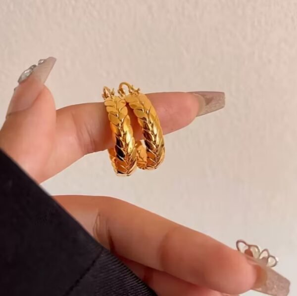 Boucles d'oreilles dorées à blé en acier inoxydable