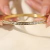 Bracelet Synthétique Doré avec Strass en Acier Inoxydable