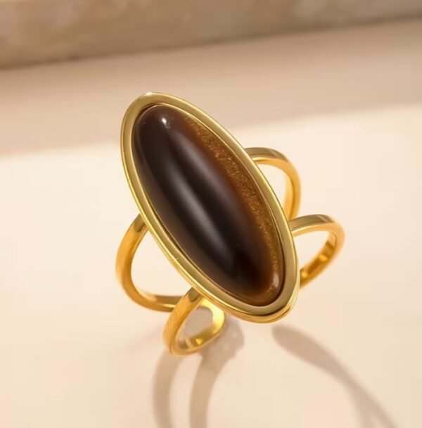 Bague Ovale en Résine et Acier Inoxydable