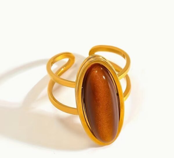 Bague Ovale en Résine et Acier Inoxydable