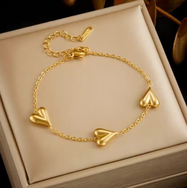 Bracelet Cœur Doré en Acier Inoxydable