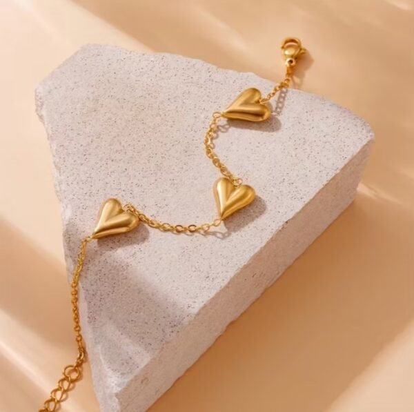Bracelet Cœur Doré en Acier Inoxydable