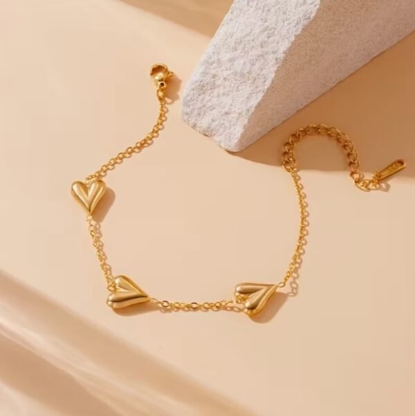 Bracelet Cœur Doré en Acier Inoxydable