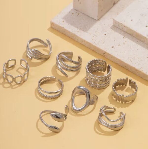Bague Design Géométrique en Acier Inoxydable (Modèle au choix)
