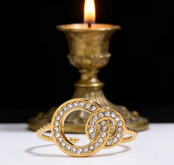 Bague Double Anneaux Torsadée Bande Zirconium Synthétique Acier Inoxydable