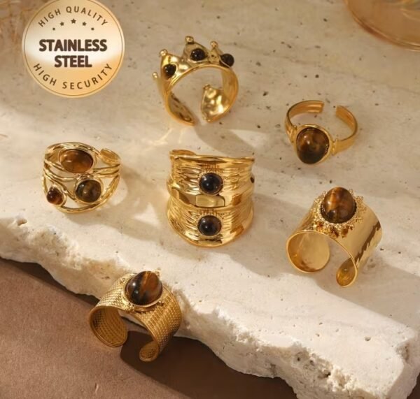 Bague Ouverte Ovale Élégante Style Bohème (Modèle au choix)