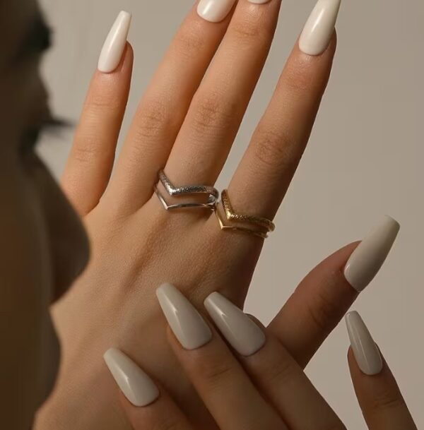 Bague à Double Couche Design V en Acier Inoxydable