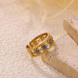 Bague Ouverte Œil Maléfique en Acier Inoxydable