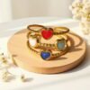Bague Cœur en Émail Plaqué Or (Modèle au choix)