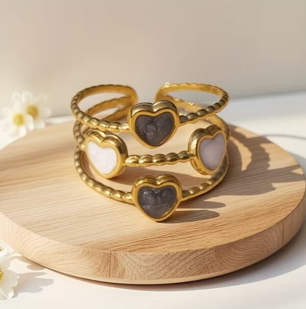 Bague Cœur en Émail Plaqué Or (Modèle au choix)