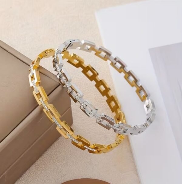 Bracelet en acier inoxydable incrusté de cubes de sucre (Modèle au choix)