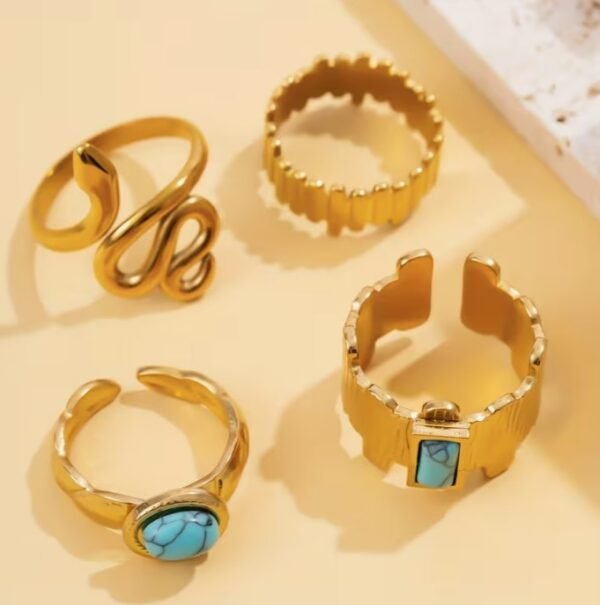 Bagues à Empiler en Acier Inoxydable avec Turquoise (Modèle au choix)