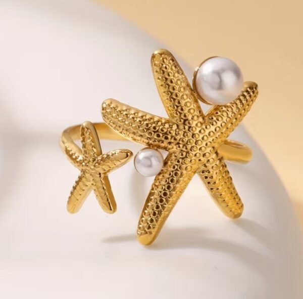 Bague Étoile de Mer en Acier Inoxydable