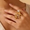 Bague Étoile de Mer en Acier Inoxydable