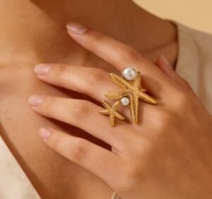 Bague Étoile de Mer en Acier Inoxydable