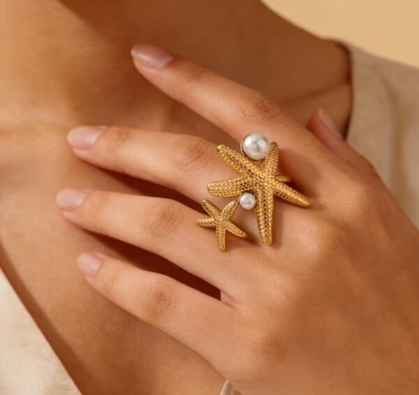Bague Étoile de Mer en Acier Inoxydable