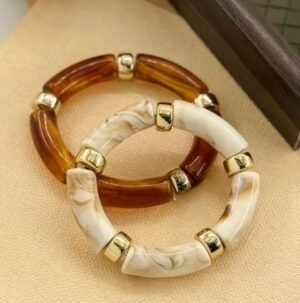 Bracelet Élastique Élégant en Résine Perlée (Modèle au choix)