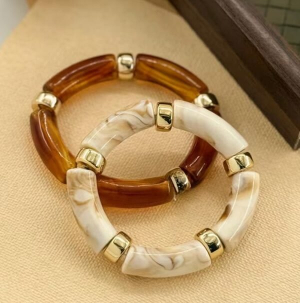 Bracelet Élastique Élégant en Résine Perlée (Modèle au choix)