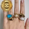 Bague en Acier dorée avec Zircone (Modèle au choix)