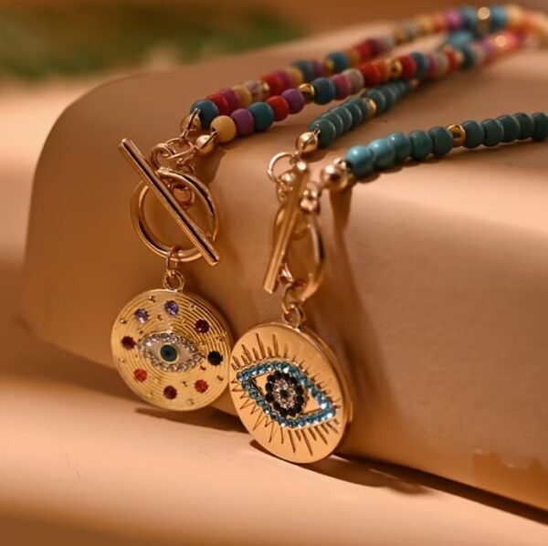 Collier Pendentif Bohème avec Pierres Synthétiques 4MM (Modèle au choix)