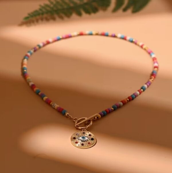 Collier Pendentif Bohème avec Pierres Synthétiques 4MM (Modèle au choix)